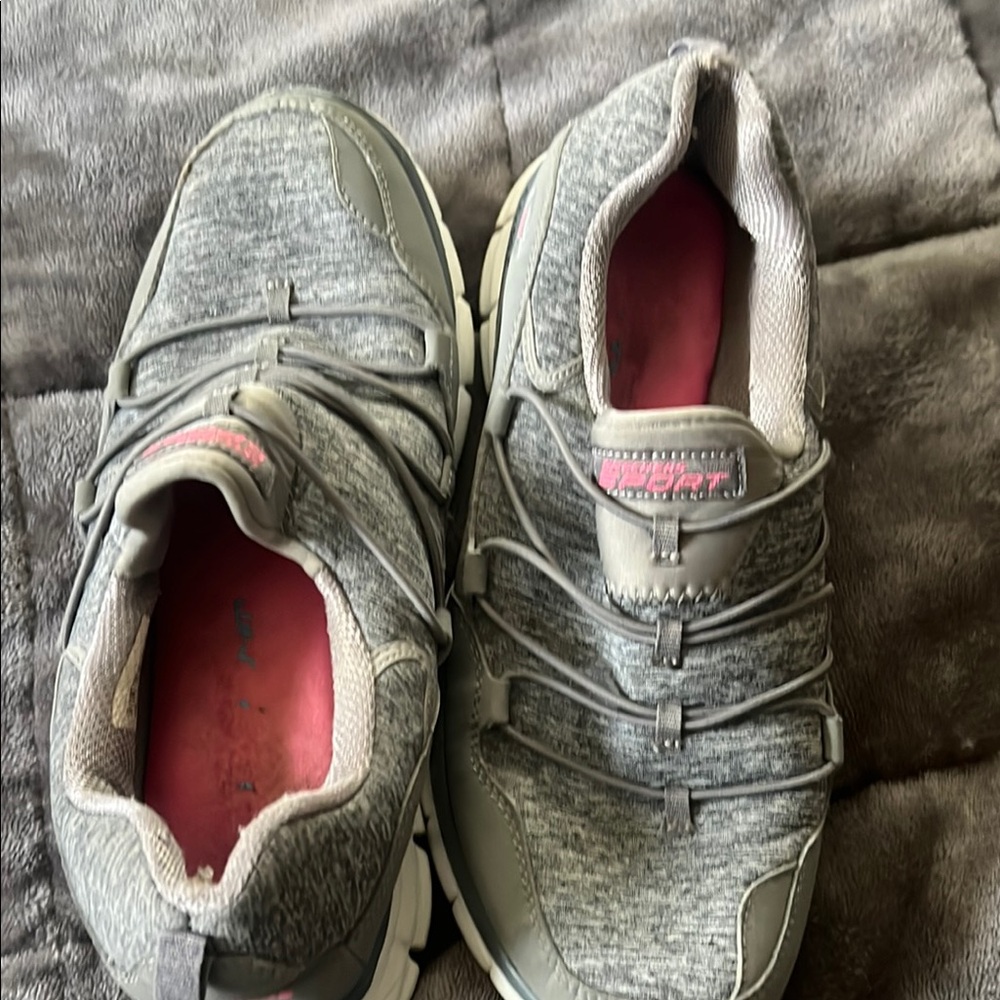 Skechers Women's Gray and Pink Sneakers